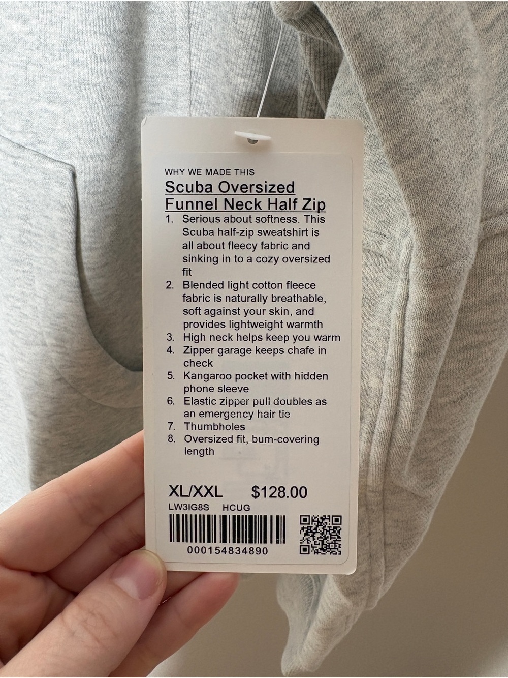 NWT Lululemon Scuba Oversized Funnel Neck Half Zip Fleece In Gray Size XL/XXL - Picture 8 of 10